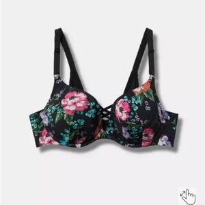 Torrid Elegant Floral Women's Bra SZ 46 DDD- Black